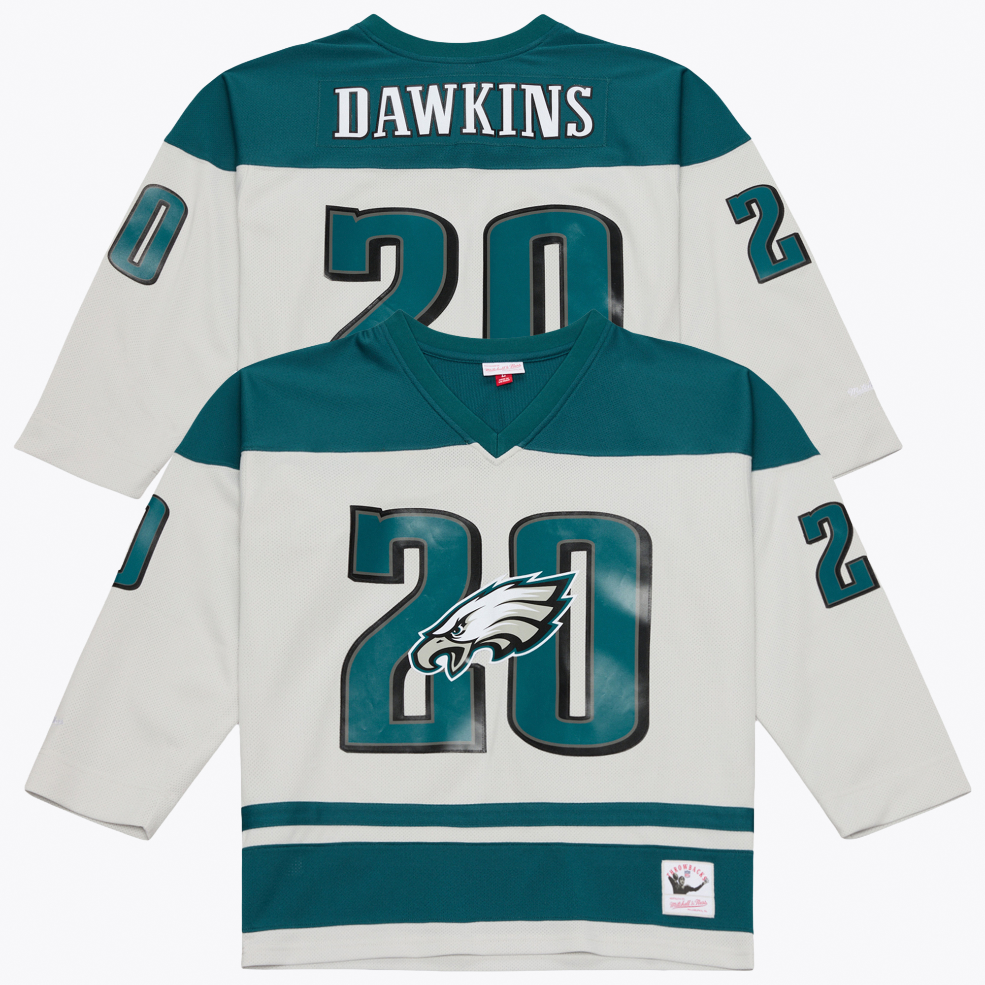 Men's Mitchell & Ness Brian Dawkins Gray Philadelphia Eagles Too Maxxed Out Hockey Fashion Jersey T-Shirt