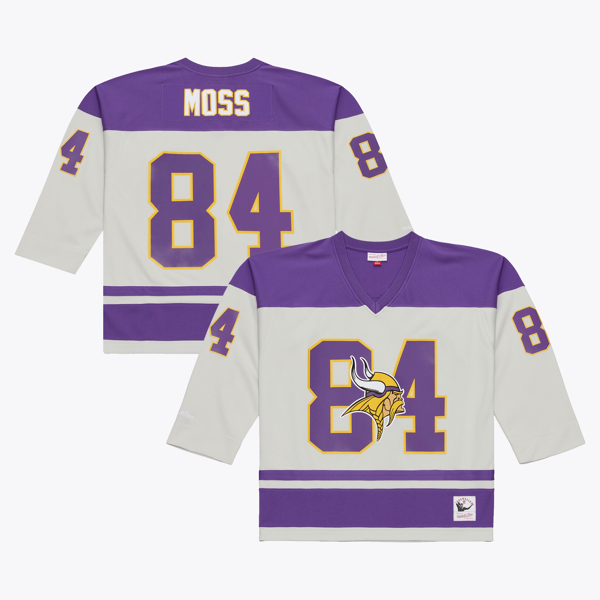Men's Mitchell & Ness Randy Moss Gray Minnesota Vikings Too Maxxed Out Hockey Fashion Jersey T-Shirt