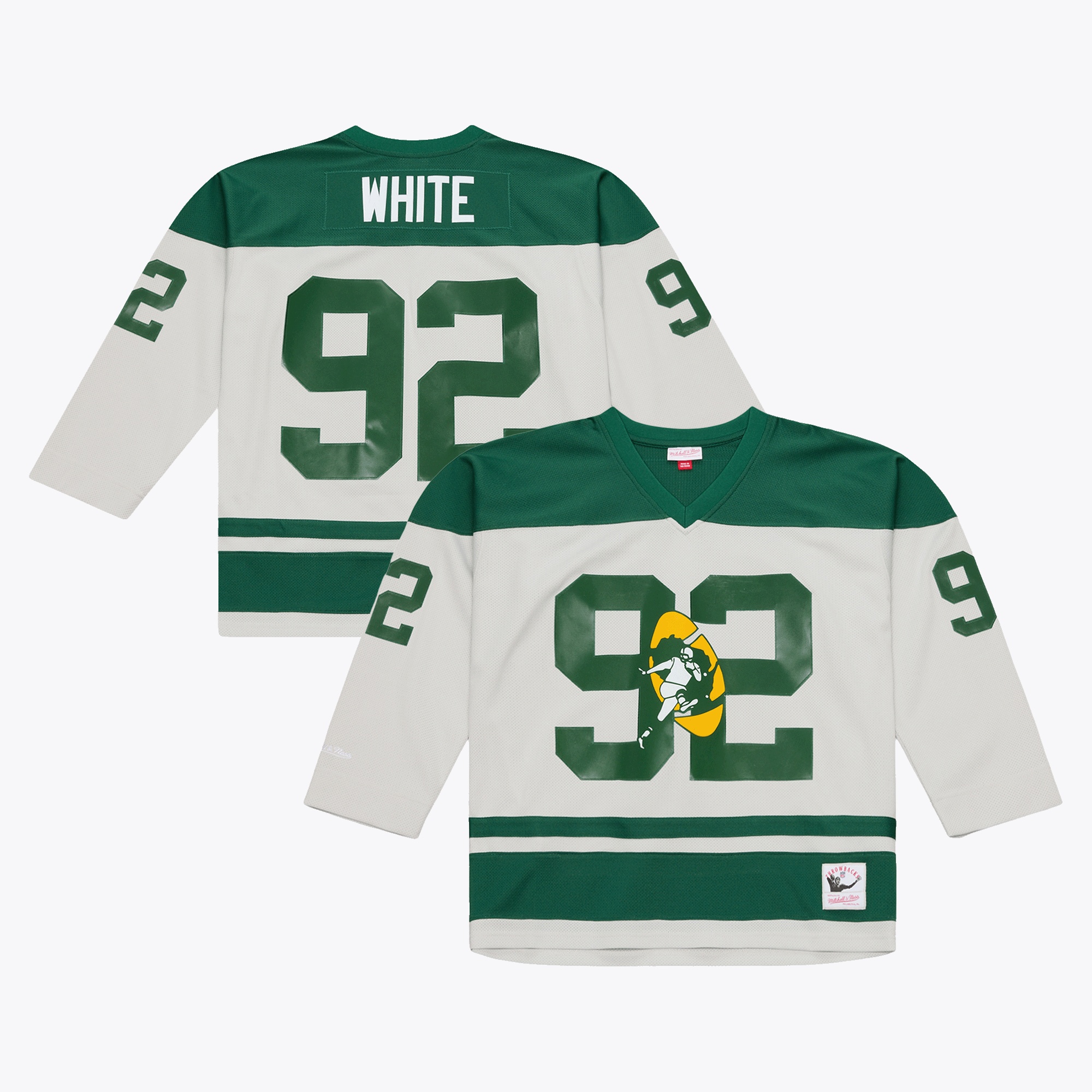 Men's Mitchell & Ness Reggie White Gray Green Bay Packers Too Maxxed Out Hockey Fashion Jersey T-Shirt
