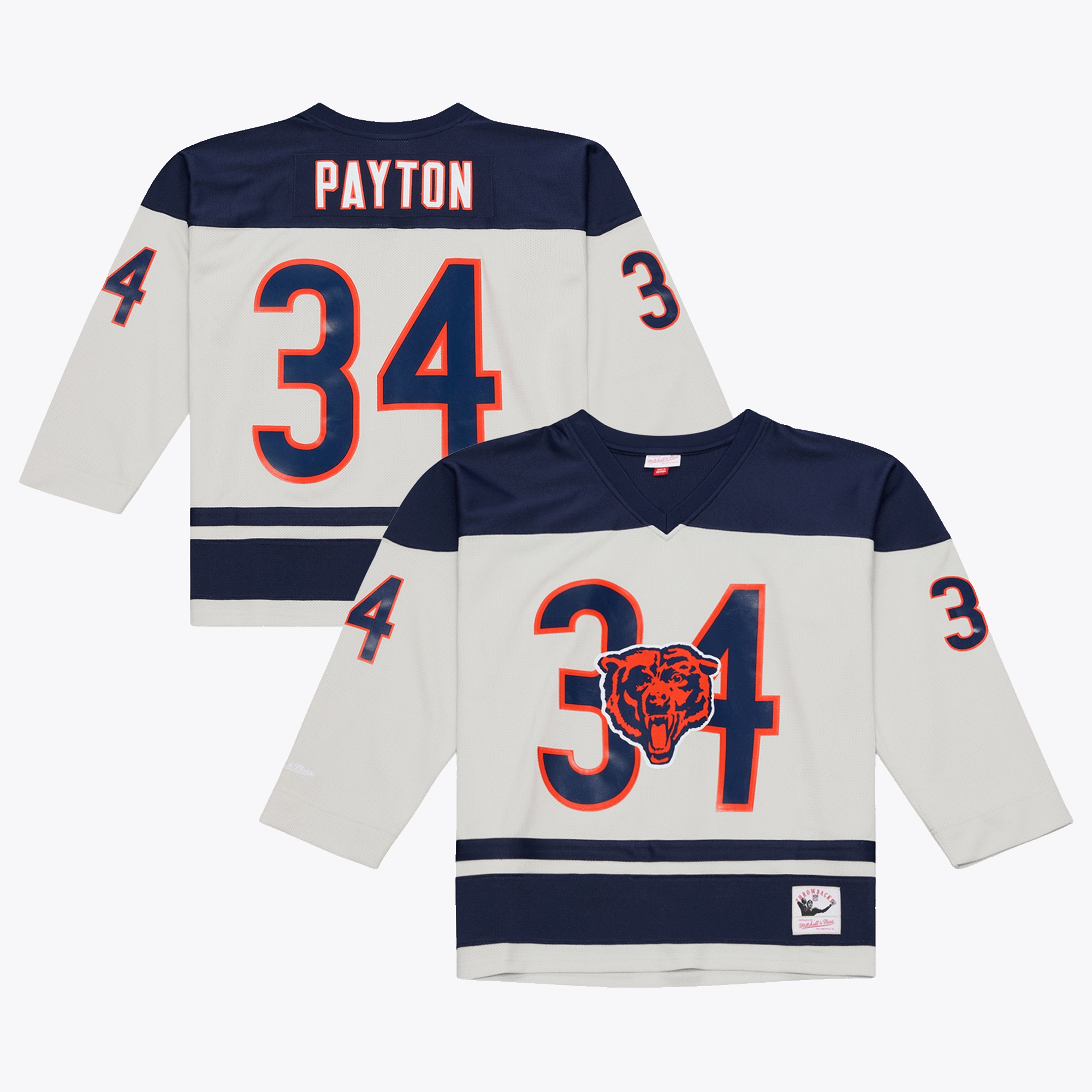Men's Mitchell & Ness Walter Payton Gray Chicago Bears Too Maxxed Out Hockey Fashion Jersey T-Shirt