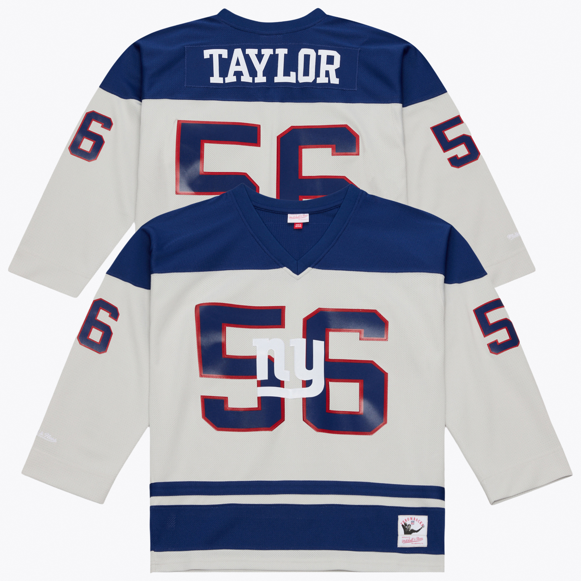 Men's Mitchell & Ness Lawrence Taylor Gray New York Giants Too Maxxed Out Hockey Fashion Jersey T-Shirt