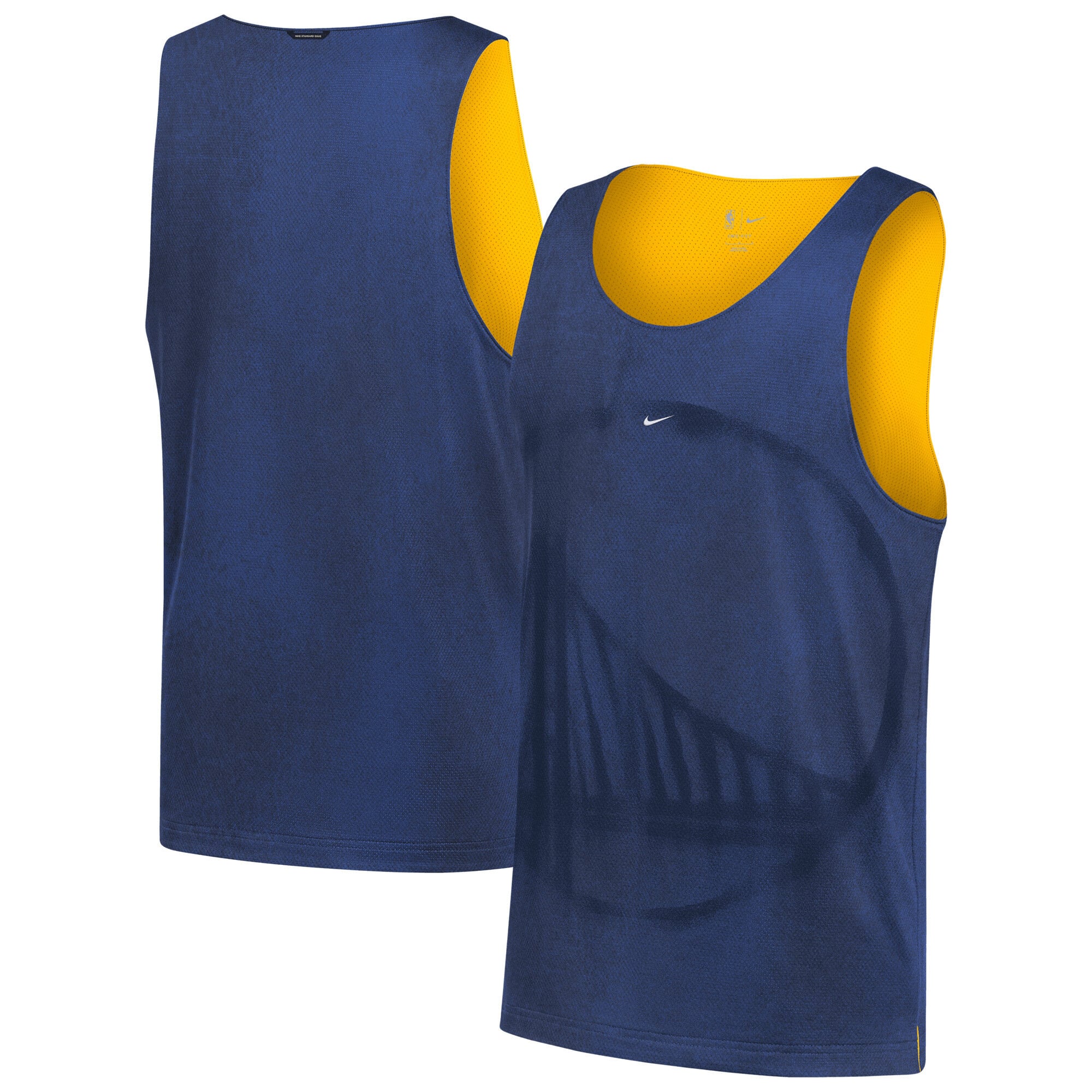 Camiseta reversible de malla Nike 2026 Standard Issue Practice Icon para hombre de los Golden State Warriors