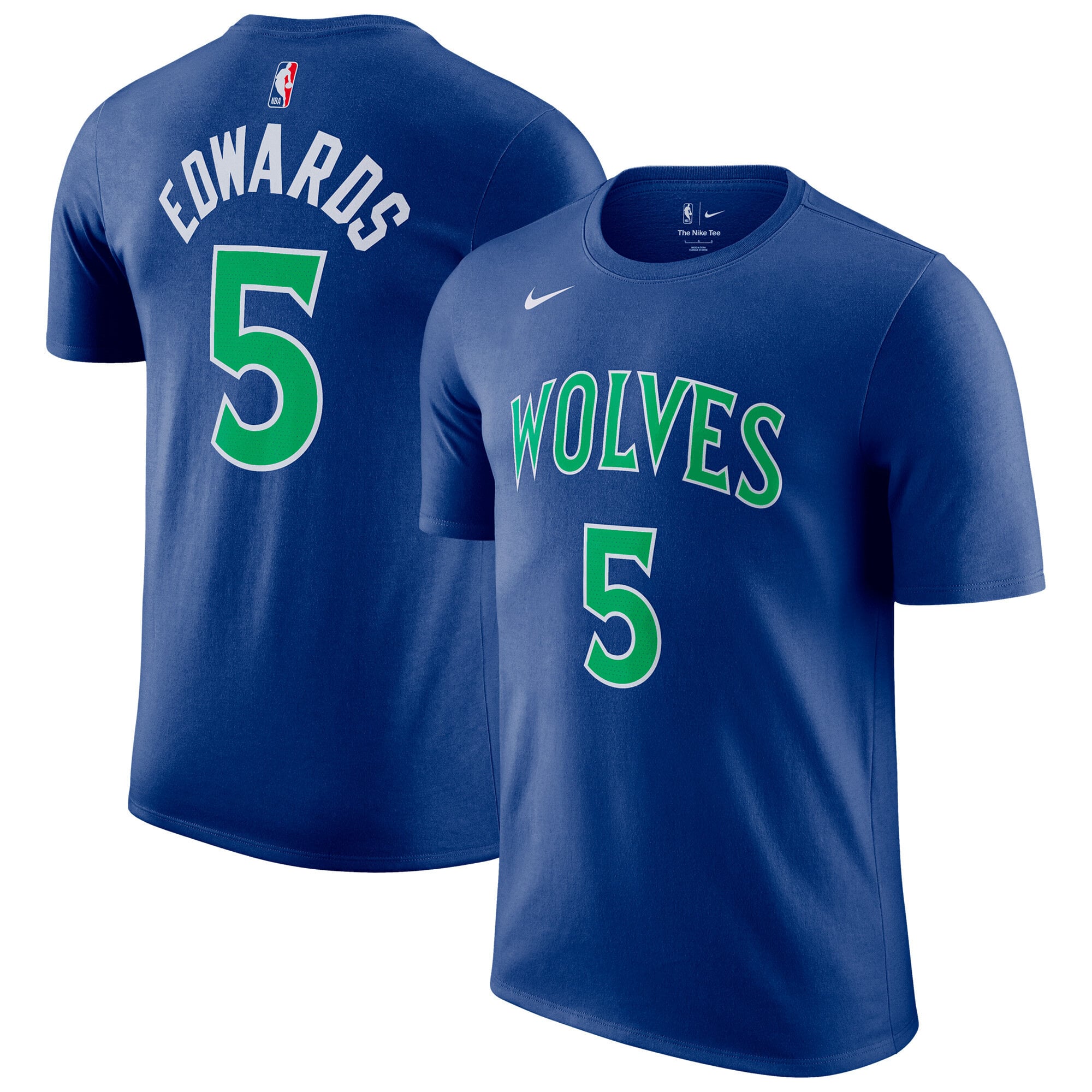 T-shirt da viaggio Nike Minnesota Timberwolves con nome e numero - Anthony Edwards - Uomo