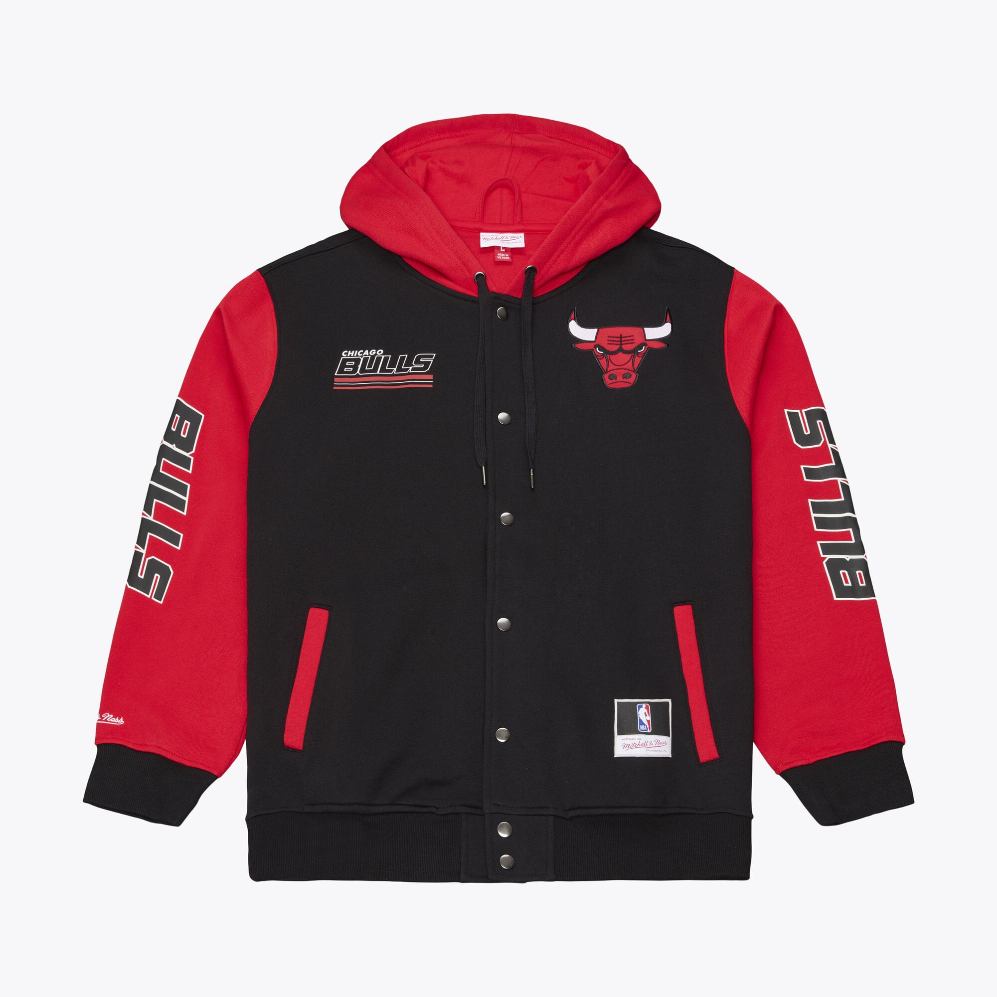 Chicago Bulls Mitchell & Ness Triple Check Courtside Fleecejacke - Herren