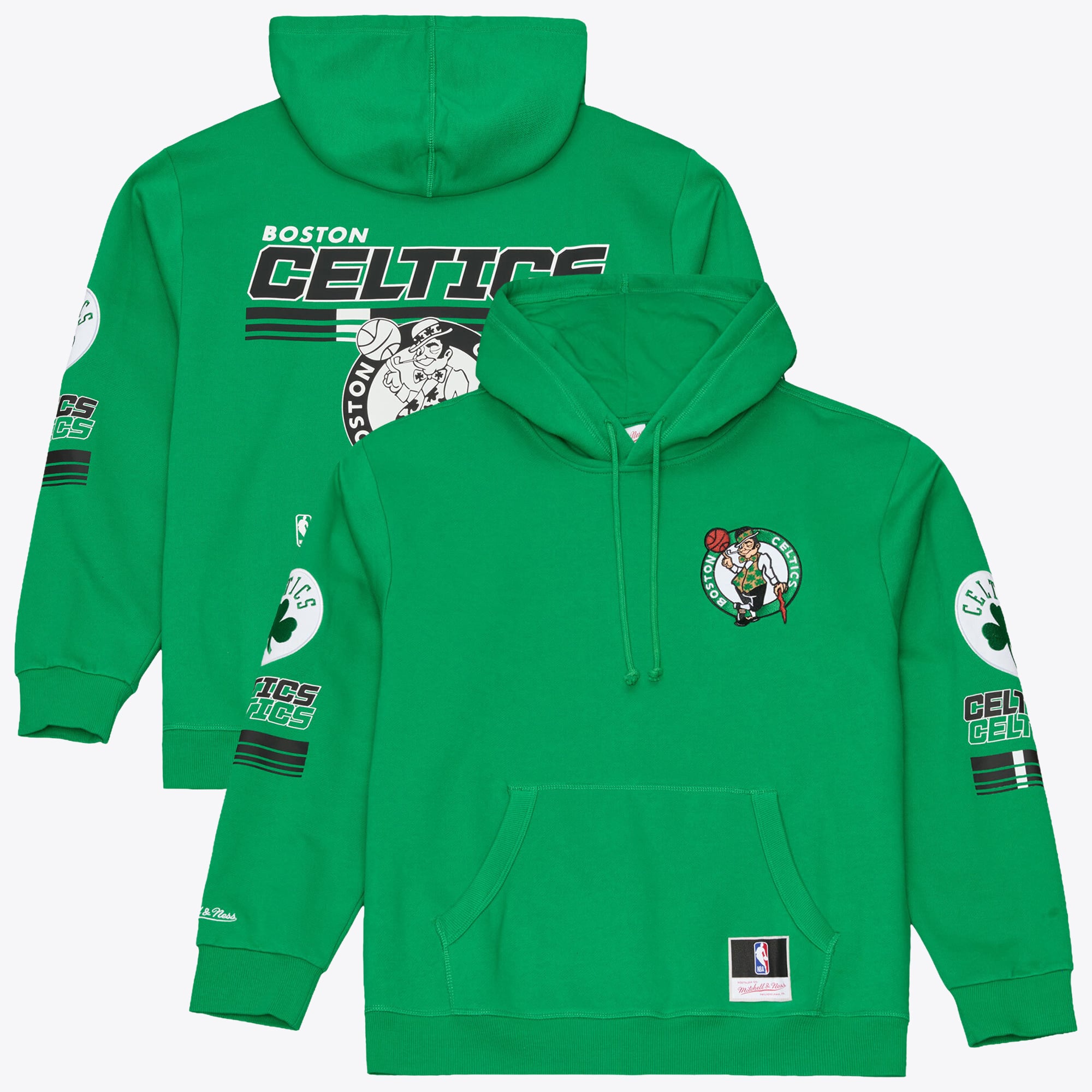 Boston Celtics Mitchell & Ness Fleece-Hoodie mit Dreifach-Karomuster – Herren