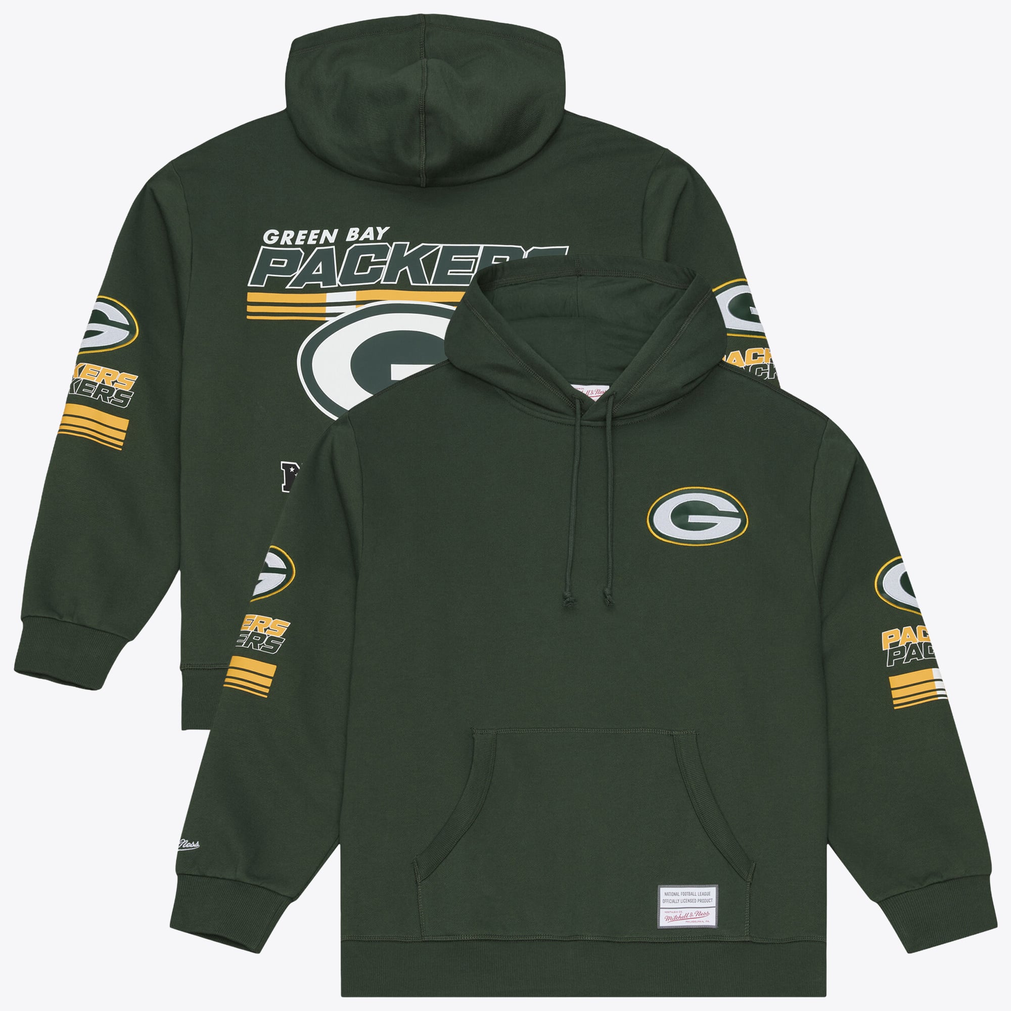 Green Bay Packers NFL Mitchell & Ness Triple Check Hoodie - Mens