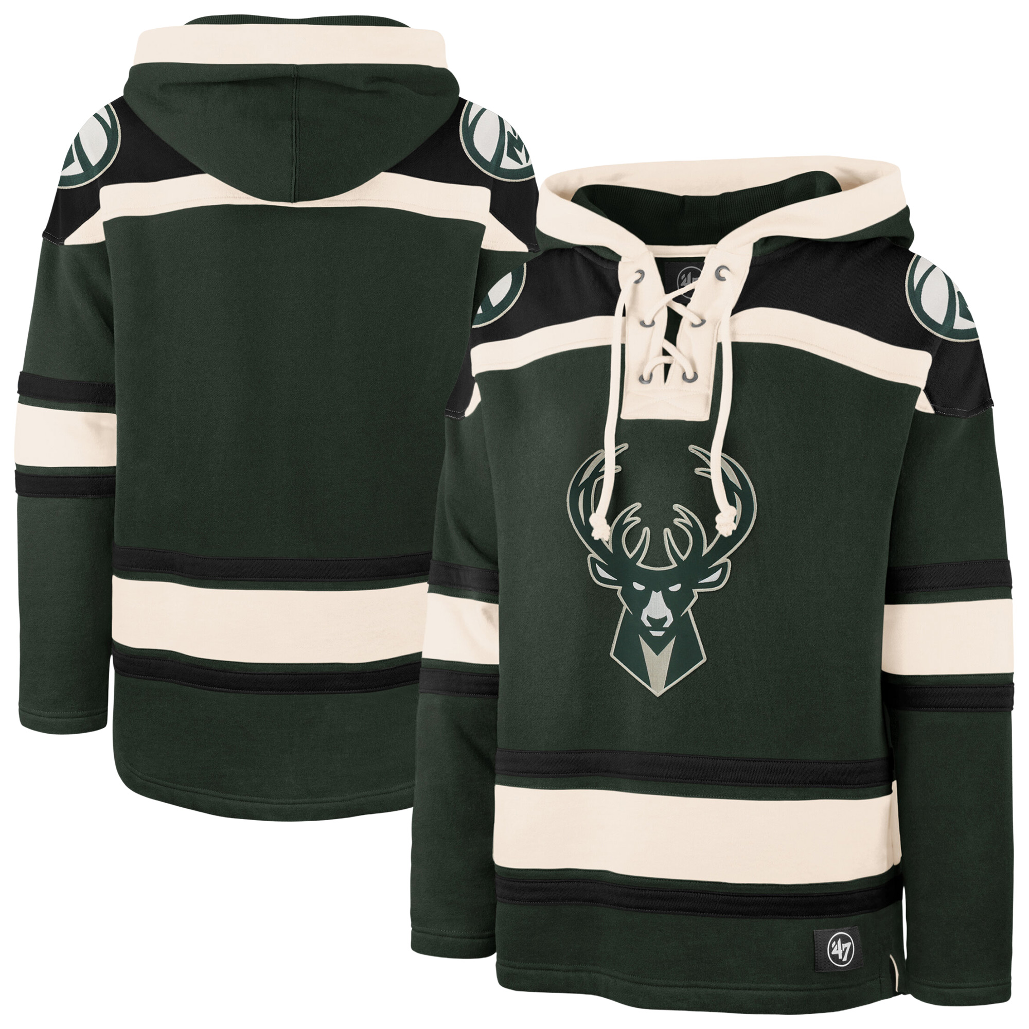 '47 Brand Men's Hunter Green Milwaukee Bucks Superior Lacer Hoodie - Hunter Green