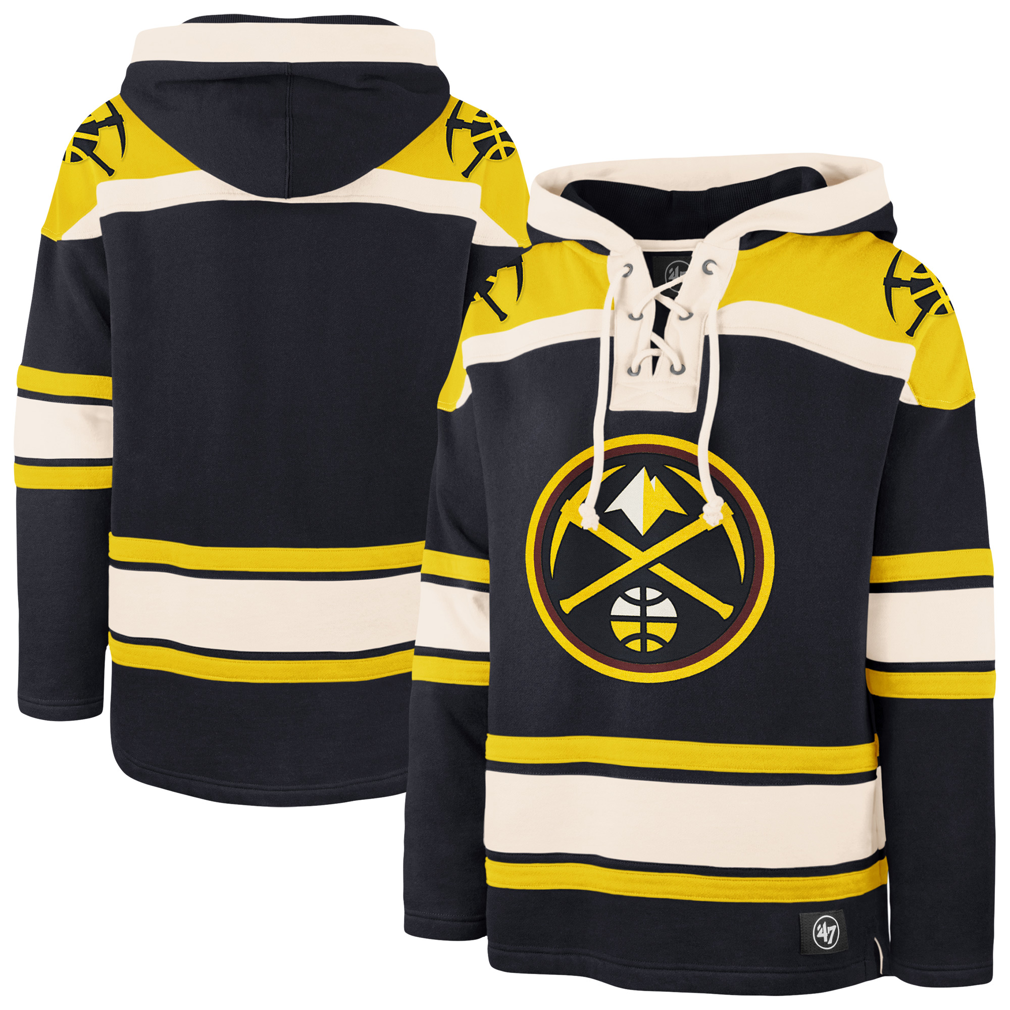 Men's '47 Navy Denver Nuggets Superior Lacer Hoodie