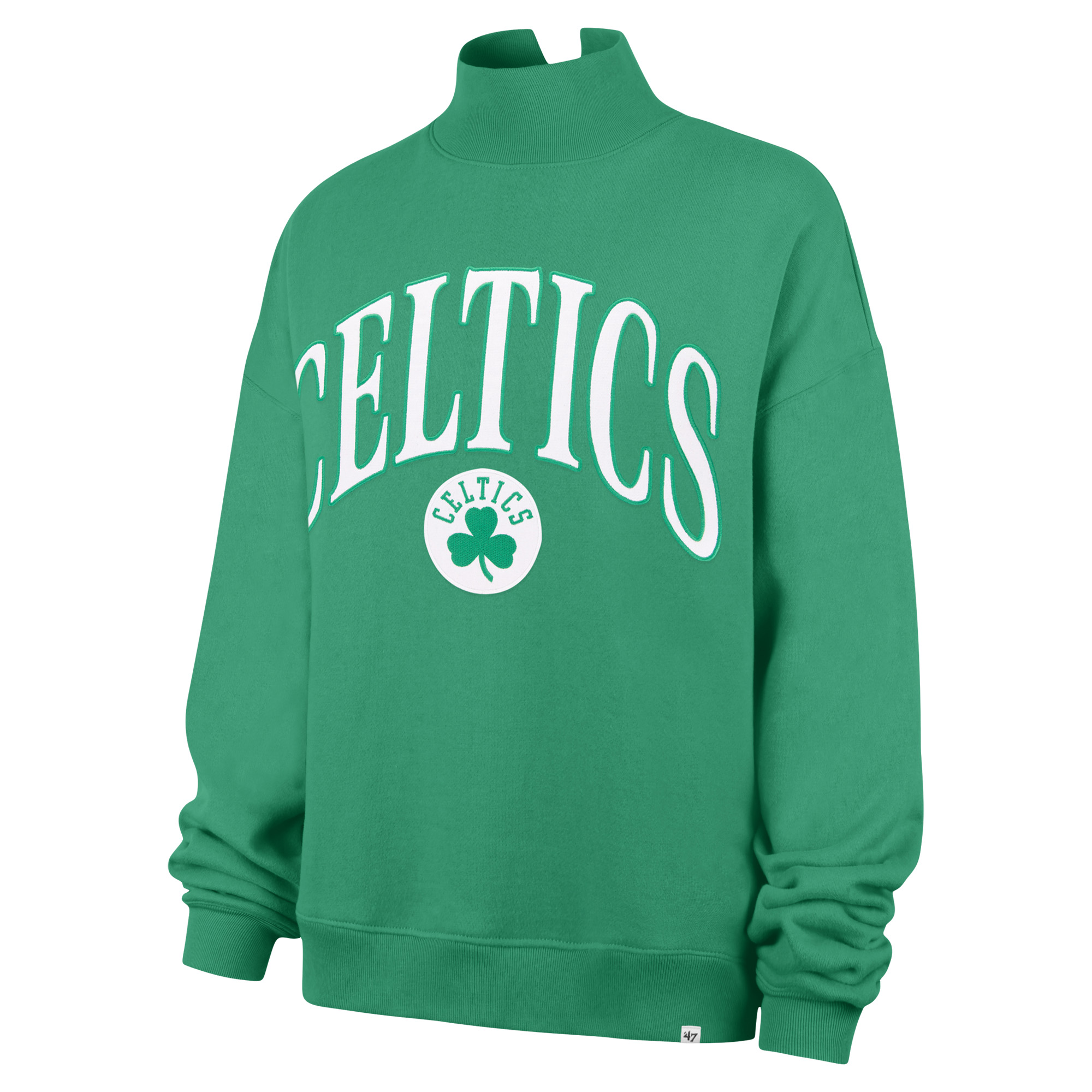 Women's '47 Kelly Green Boston Celtics Oversized Vantage Mock Neck Sweatshirt