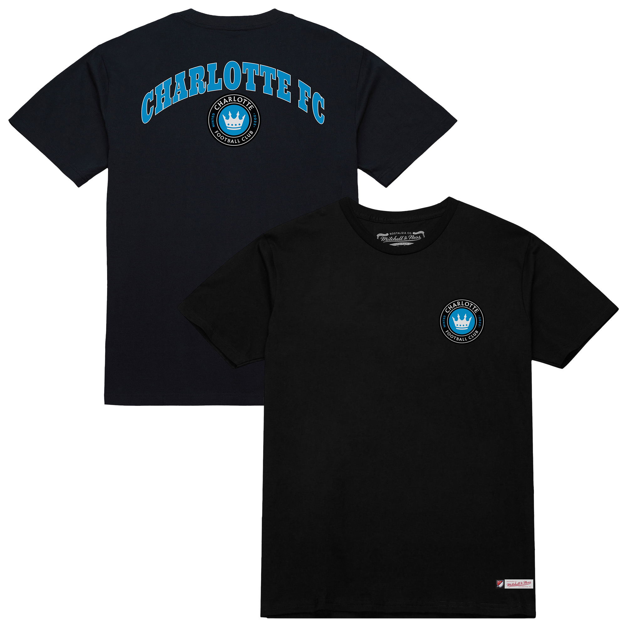 Men’s Mitchell & Ness Black Charlotte FC 2-Hit T-Shirt Men’s Mitchell & Ness Black Charlotte FC 2-Hit T-Shirt