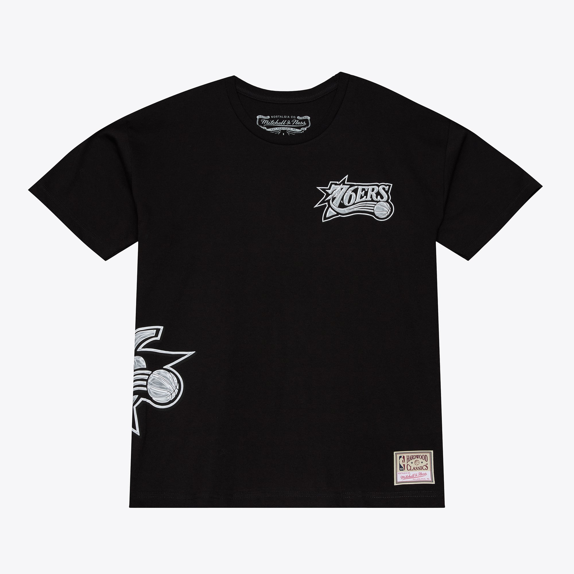 Men's Mitchell & Ness Black Philadelphia 76ers Chrome Heritage T-Shirt
