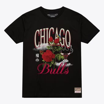 Unisex Mitchell & Ness  Black Chicago Bulls Floral Graphic T-Shirt