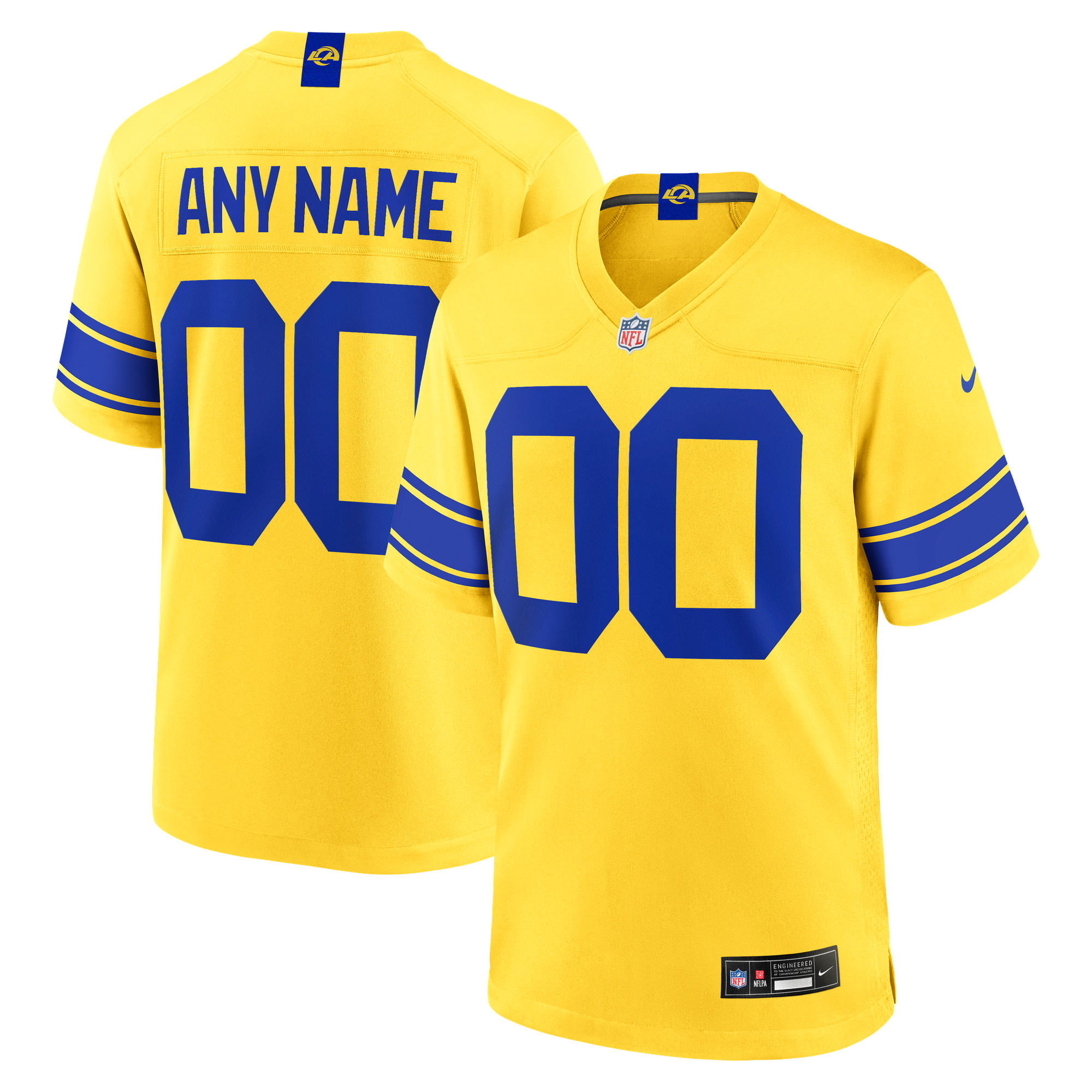 Maglia Los Angeles Rams Nike Game Alternate Secondario - Personalizzata - Uomo