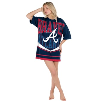 Women's Concepts Sport Navy Atlanta Braves Mosaic Knit Nightdress