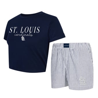 Women's Concepts Sport  Navy/White St. Louis Cardinals  Copeland Cropped T-Shirt & Shorts Set