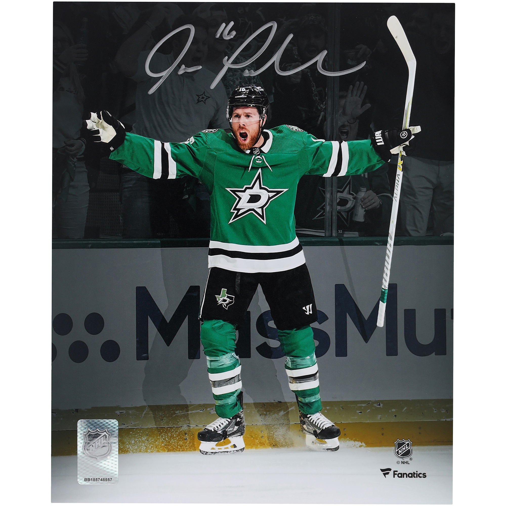 Joe Pavelski Dallas Stars Autographed 8" x 10" Green Jersey Celebration Spotlight Photograph