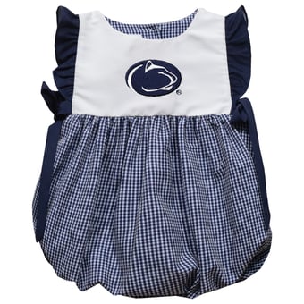 Girls Infant Vive La Fete Navy Penn State Nittany Lions Gingham Puffy Bubble Dress