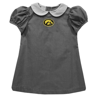 Girls Infant Vive La Fete Black Iowa Hawkeyes Gingham Puffy A-Line Dress