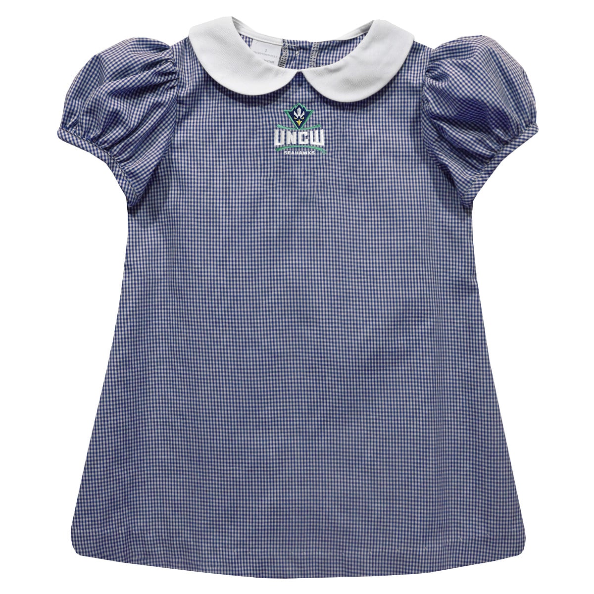 Girls Infant Vive La Fete Navy UNC Wilmington Seahawks Gingham Puffy A-Line Dress