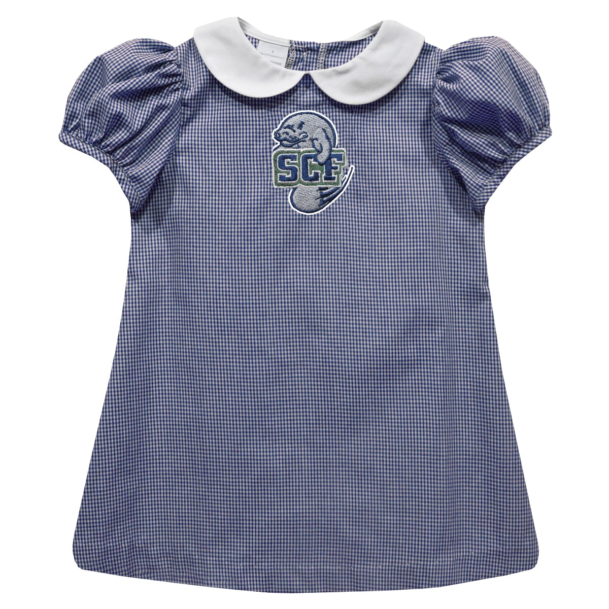 Girls Infant Vive La Fete Navy State College of Florida Manatee-Sarasota Gingham Puffy A-Line Dress
