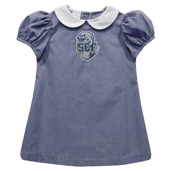 Girls Infant Vive La Fete Navy State College of Florida Manatee-Sarasota Gingham Puffy A-Line Dress