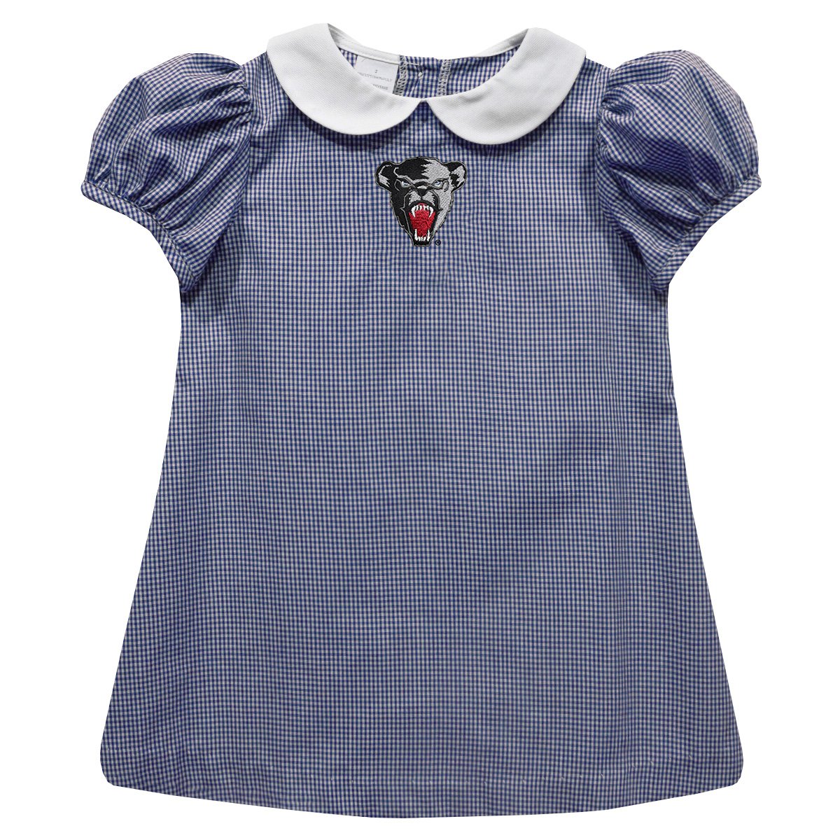 Girls Infant Vive La Fete Navy Maine Black Bears Gingham Puffy A-Line Dress