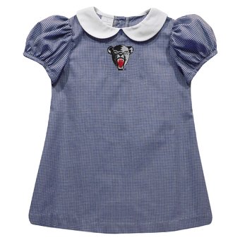 Girls Infant Vive La Fete Navy Maine Black Bears Gingham Puffy A-Line Dress