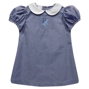 Girls Infant Vive La Fete Navy Rhode Island Rams Gingham Puffy A-Line Dress