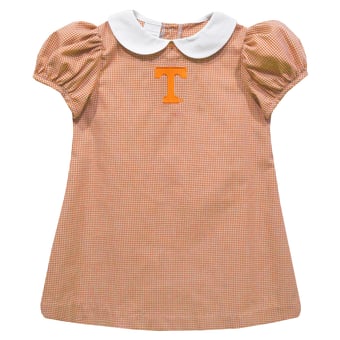 Girls Infant Vive La Fete Orange Tennessee Volunteers Gingham Puffy A-Line Dress