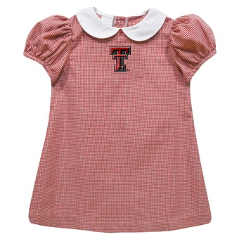 Girls Infant Vive La Fete Red Texas Tech Red Raiders Gingham Puffy A-Line Dress