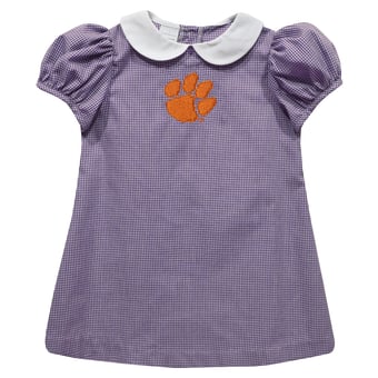 Girls Toddler Vive La Fete Purple Clemson Tigers Gingham Puffy A-Line Dress