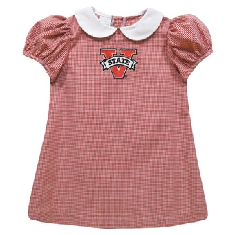 Girls Toddler Vive La Fete Red Valdosta State Blazers Gingham Puffy A-Line Dress
