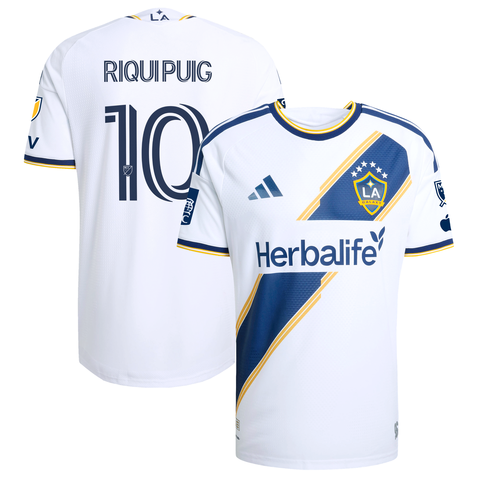 Men's adidas Riqui Puig White LA Galaxy 2026 The VeloCITY Kit On-Field Authentic Patch Jersey