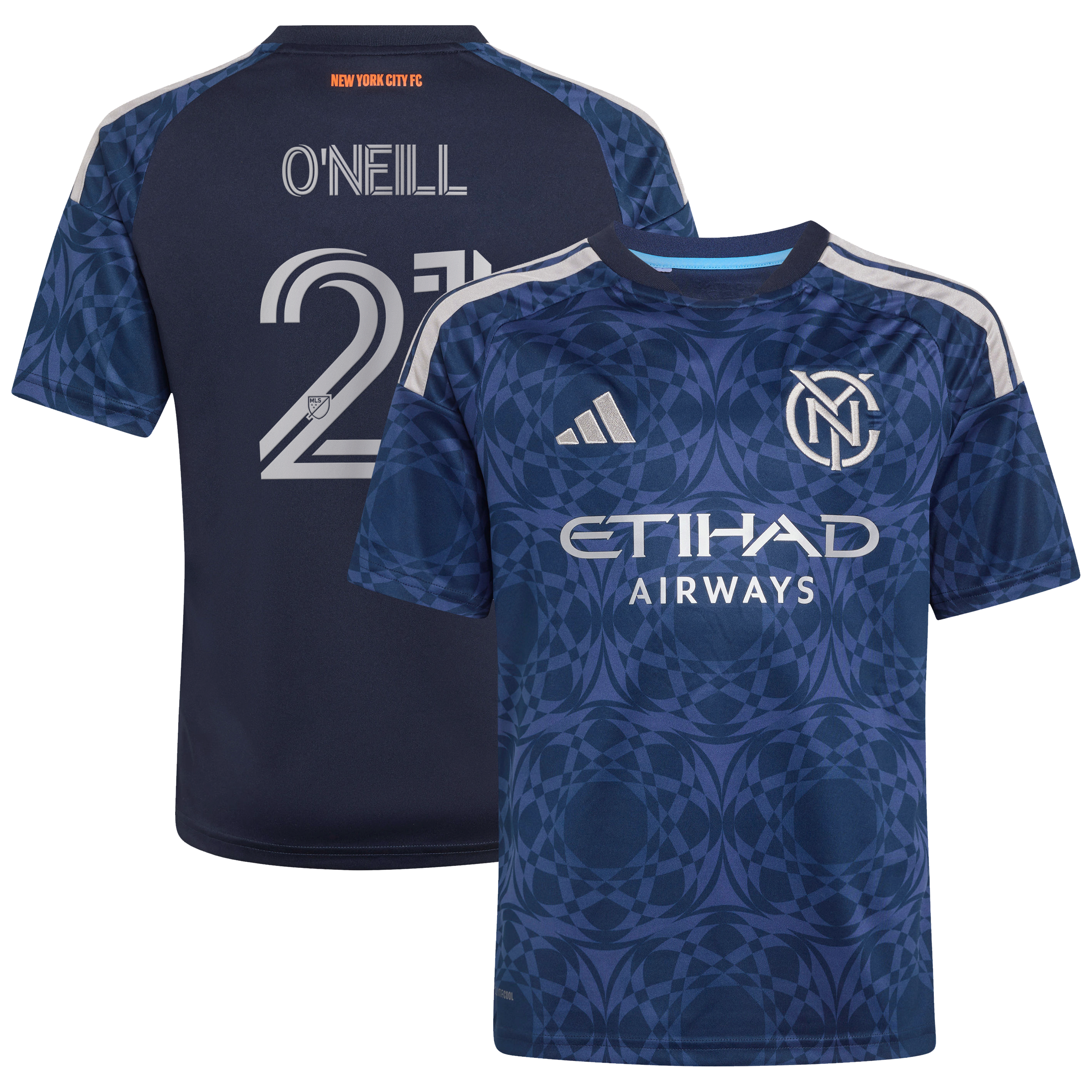 Youth adidas Aiden O’Neill Blue New York City FC 2026 The All Nations Kit Replica Jersey