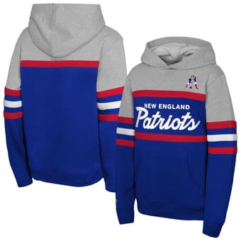 Men's Mitchell & Ness  Royal New England Patriots Throwback Head Coach Pullover Hoodie