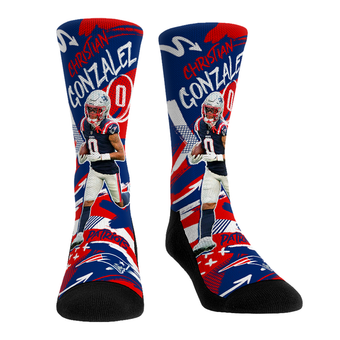 Youth Rock Em Christian Gonzalez Navy New England Patriots Playmaker Crew Socks