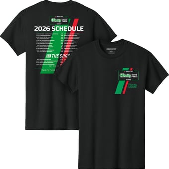 Men's Checkered Flag Sports Black NASCAR O'Reilly Auto Parts Series 2026 Schedule T-Shirt