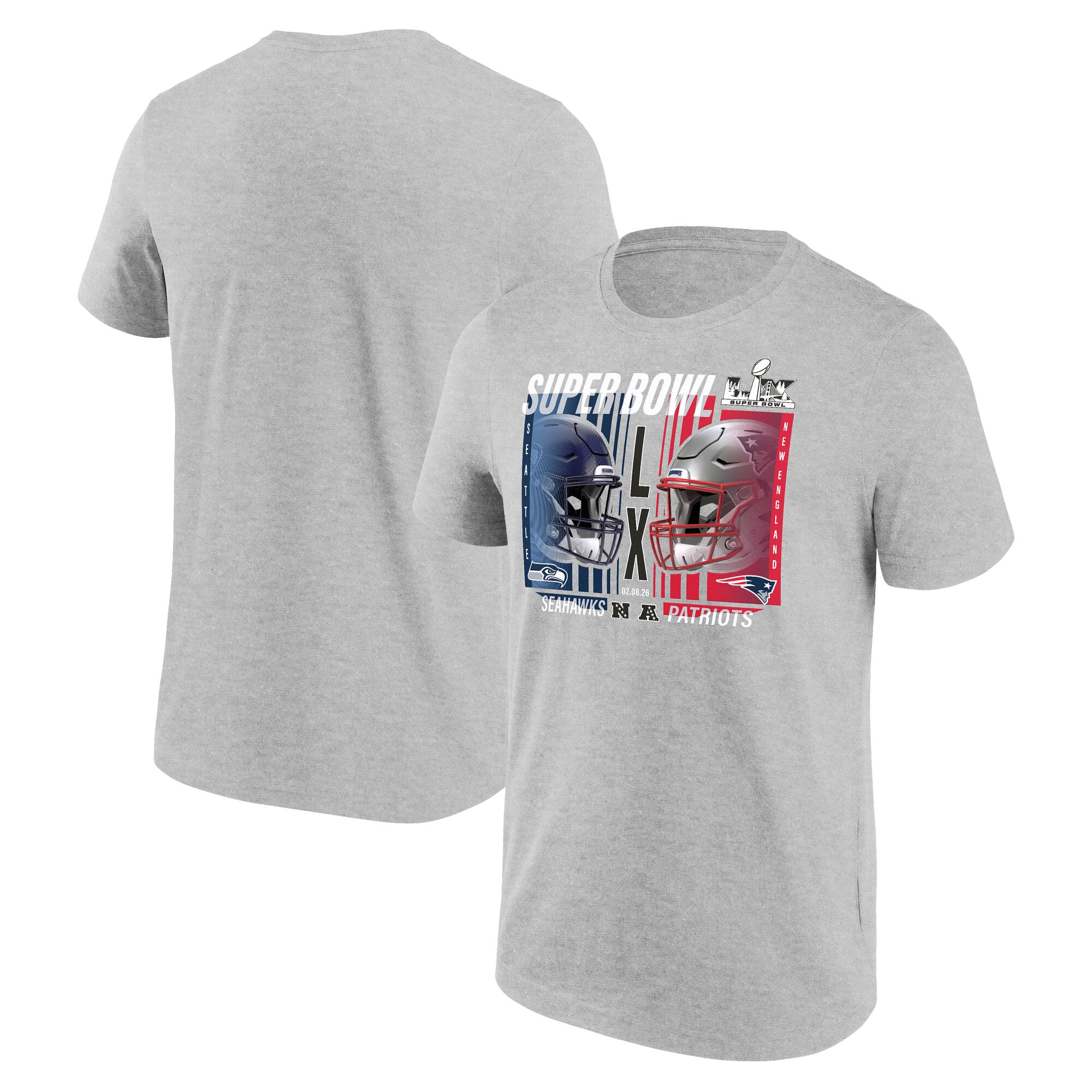 NFL Super Bowl LX Final Battle Match Up Seahawks Vs Patriots T-Shirt - Mens