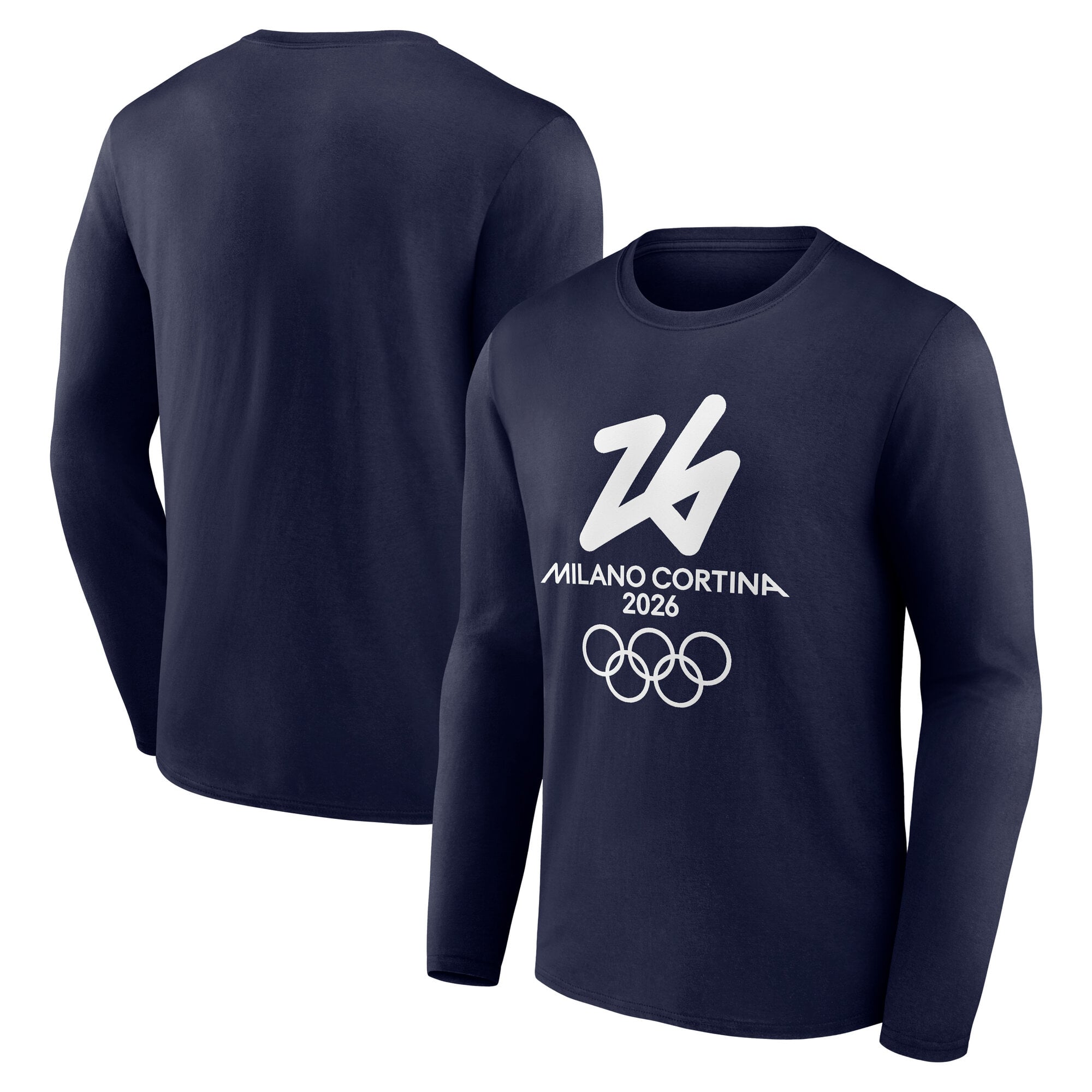 T-shirt a maniche lunghe con grafica Milano Cortina 2026 - Blu navy