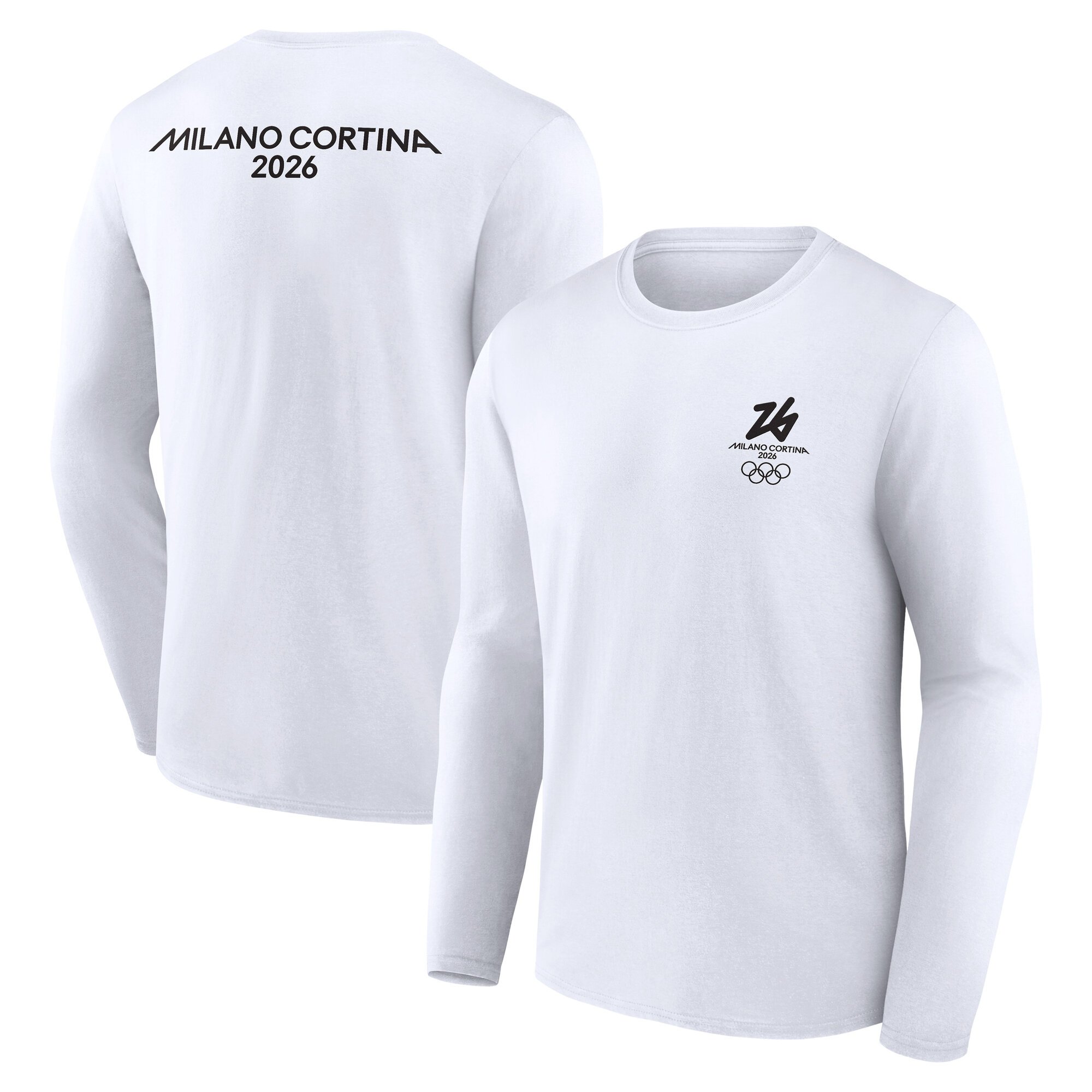 T-shirt a maniche lunghe con grafica Milano Cortina 2026 - Bianca