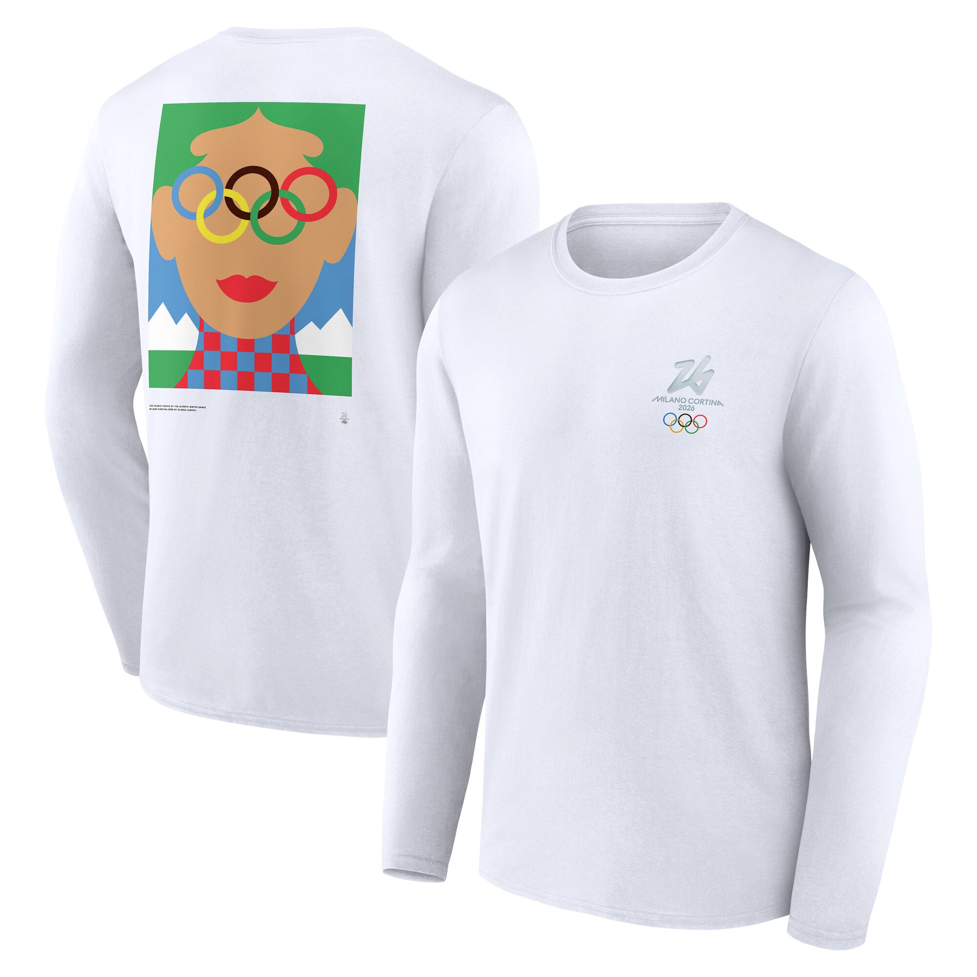 T-shirt a maniche lunghe con grafica Milano Cortina 2026 Iconic Poster - Bianca