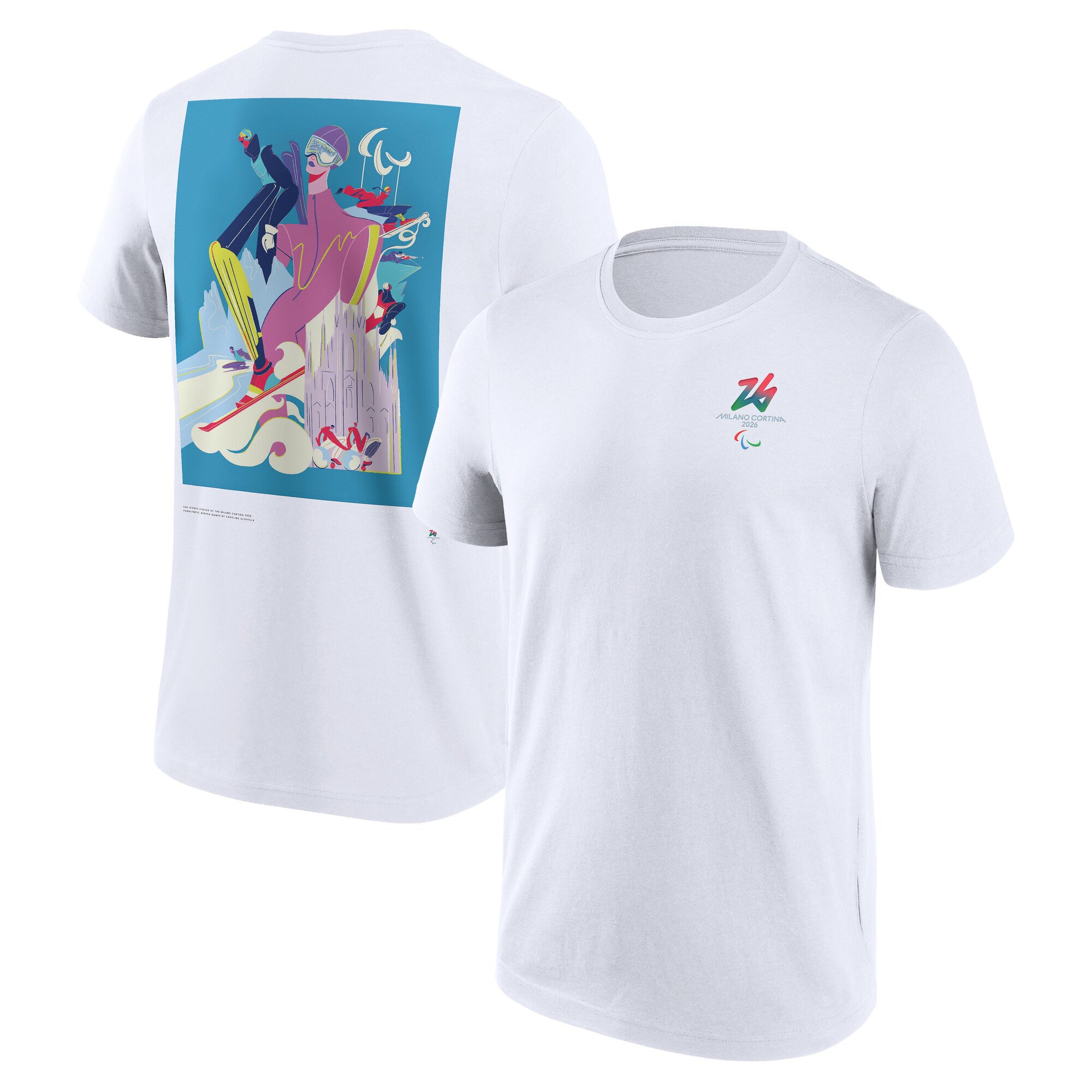T-shirt con grafica Milano Cortina 2026 Iconic Poster - Bianca