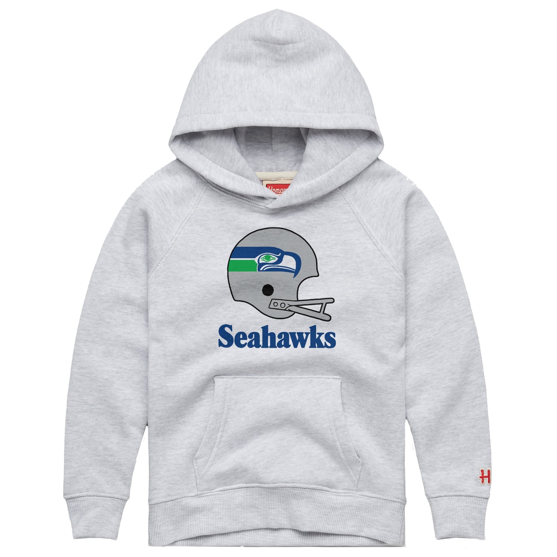 Toddler Homage Ash Seattle Seahawks Big Helmet Tri-Blend Hoodie