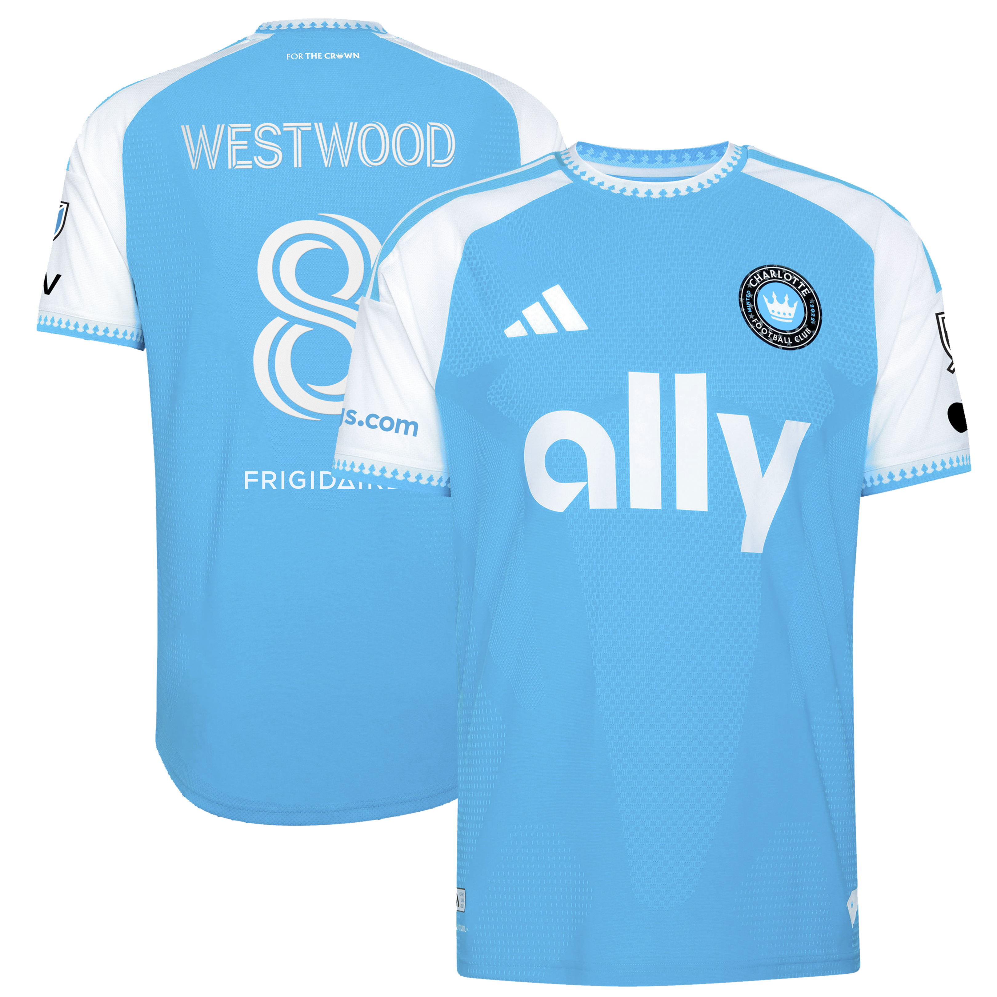 Men's adidas Ashley Westwood Blue Charlotte FC 2026 Carolina Kit: Crowns Up On-Field Authentic Patch Jersey