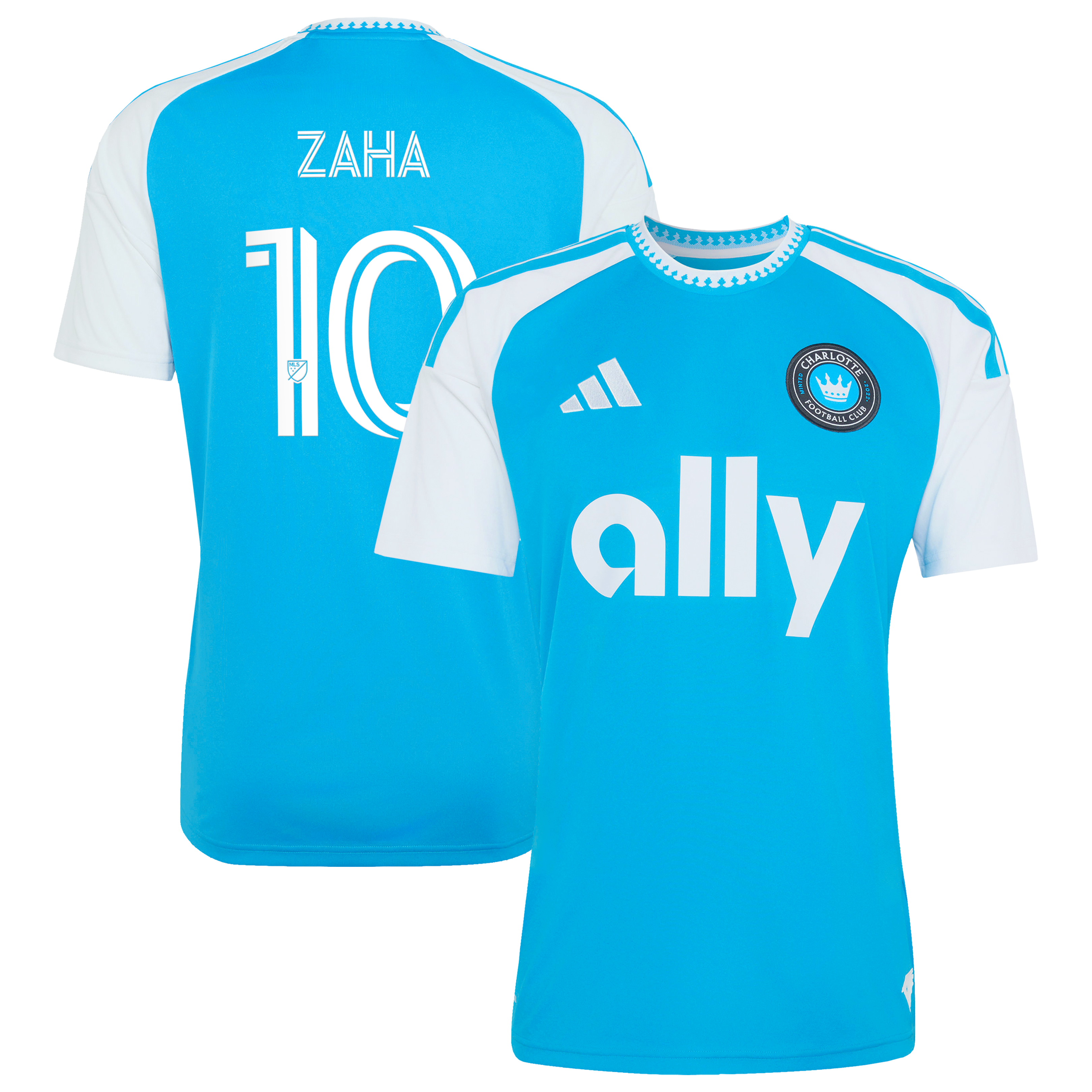 Men's adidas Wilfried Zaha Blue Charlotte FC 2026 Carolina Kit: Crowns Up Replica Jersey