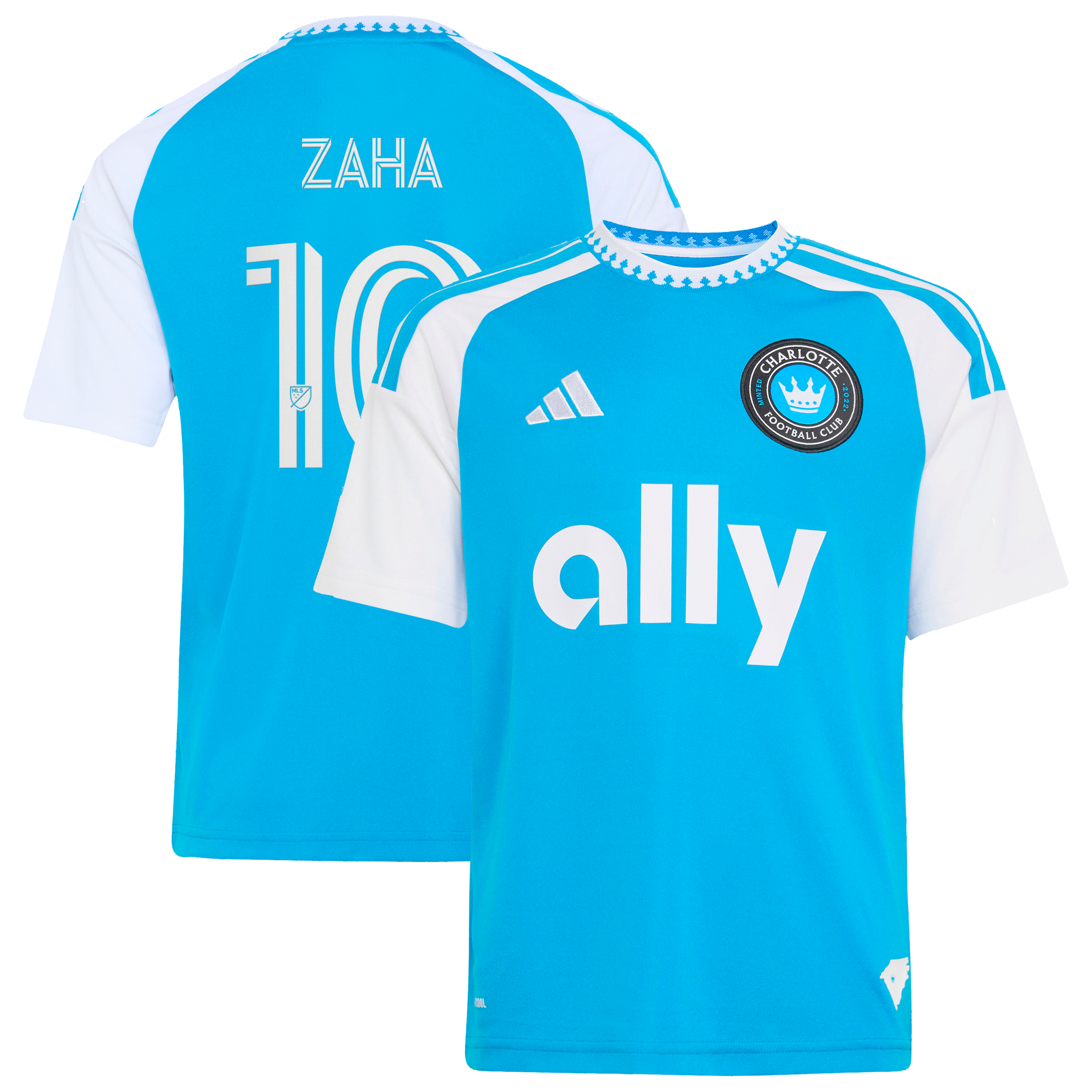 Youth adidas Wilfried Zaha Blue Charlotte FC 2026 Carolina Kit: Crowns Up Replica Jersey