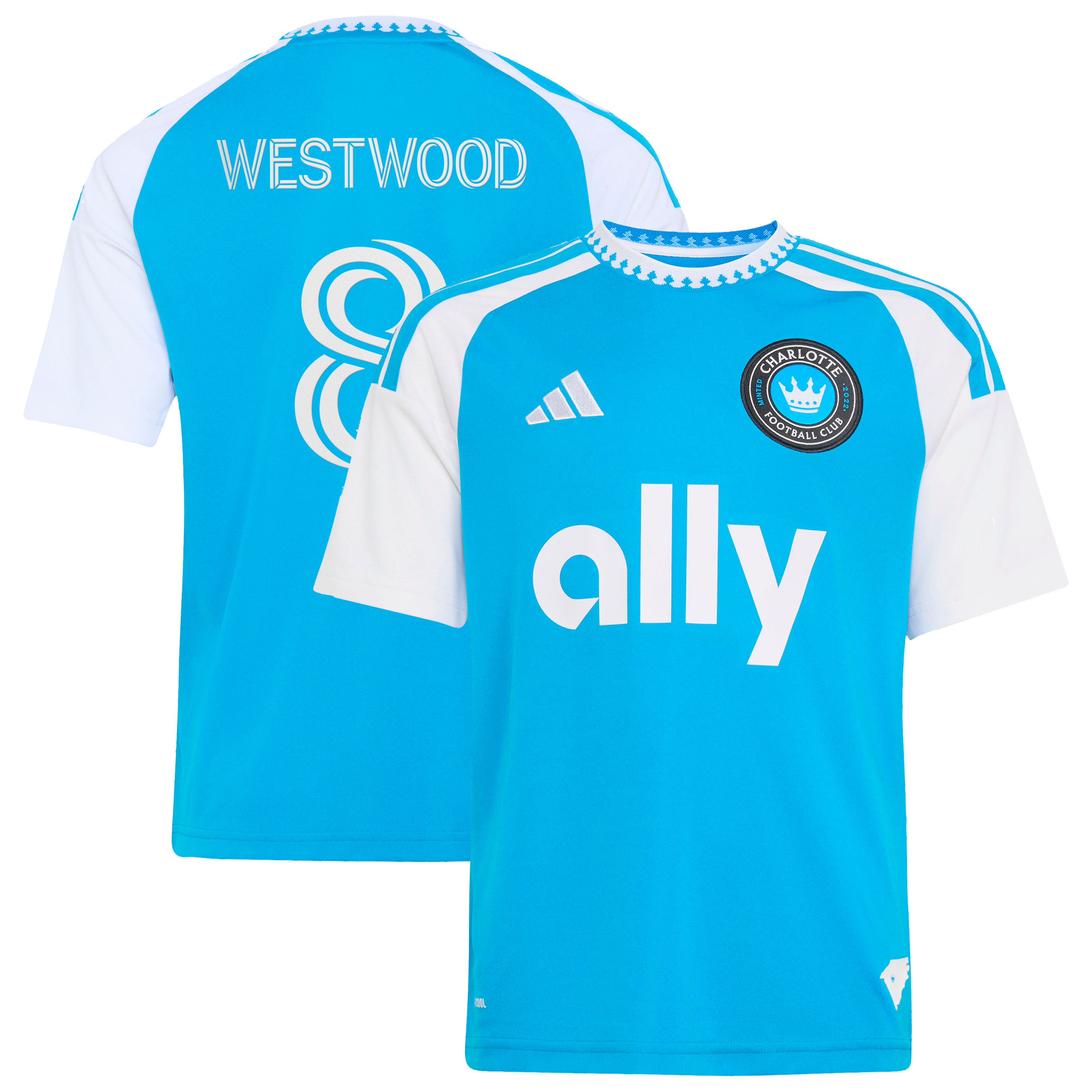 Youth adidas Ashley Westwood Blue Charlotte FC 2026 Carolina Kit: Crowns Up Replica Jersey