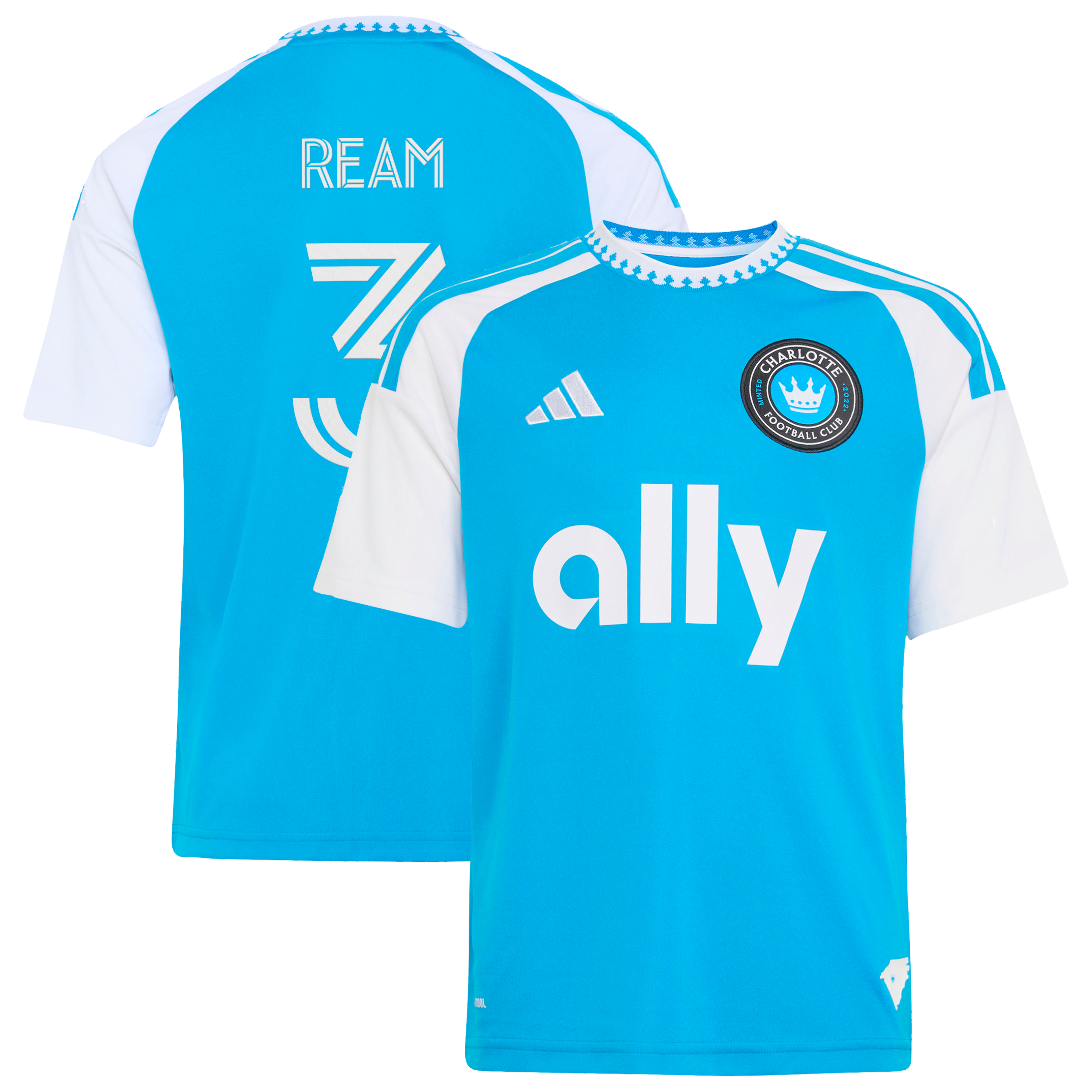 Youth adidas Tim Ream Blue Charlotte FC 2026 Carolina Kit: Crowns Up Replica Jersey