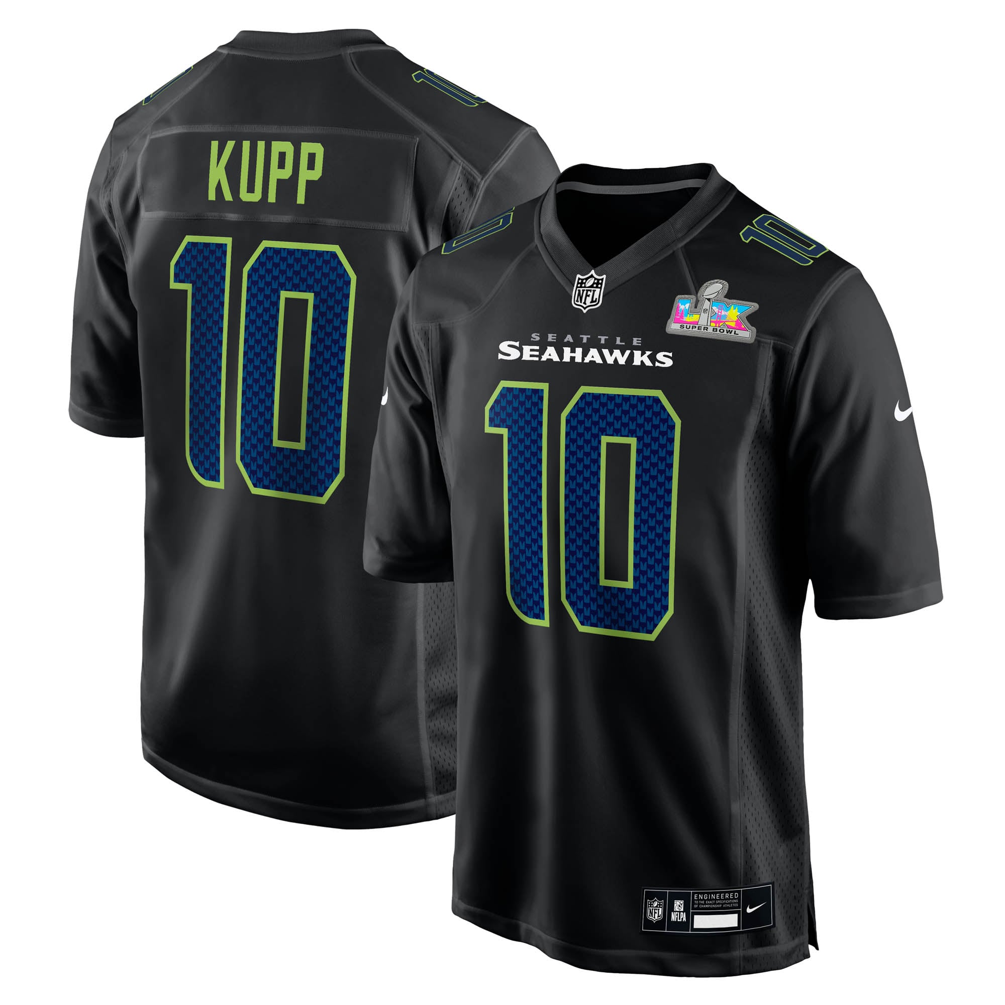 Camiseta Nike Fashion con parche de la Superbowl LX del Seattle Seahawks - Negro - Cooper Kupp - Hombre