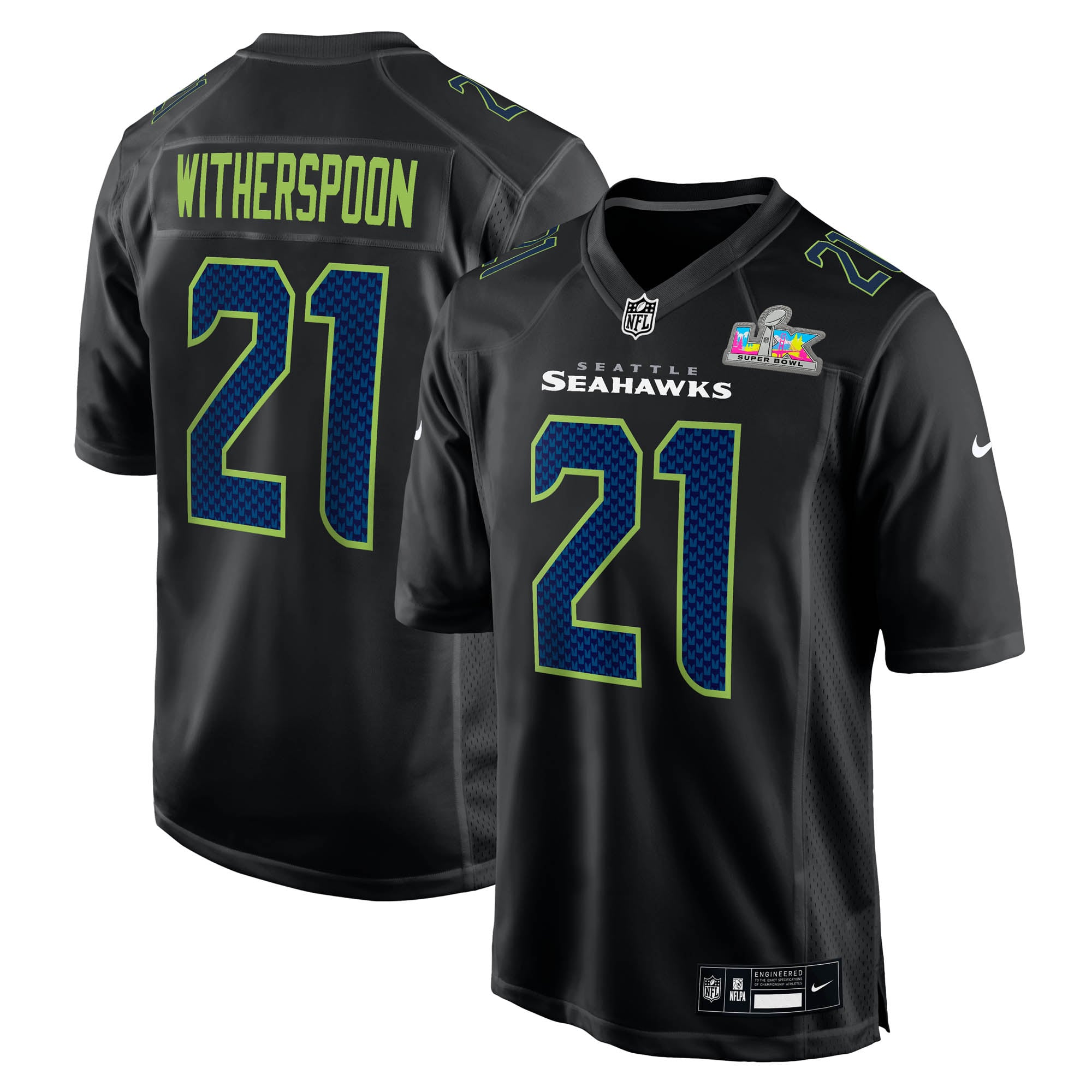 Camiseta Nike Fashion con parche de la Superbowl LX del Seattle Seahawks - Negro - Jaxon Smith-Njigba - Hombre